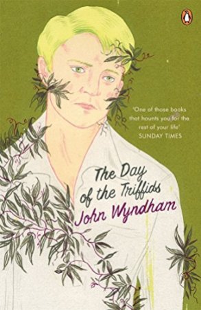 Book cover for The Day of the Triffids by John Wyndham. Shows man being covered by plant tendrils.